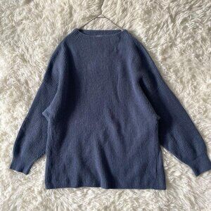 Unive Sweater Wool Blend Washable Raccoon Ribbed Pullover Blue